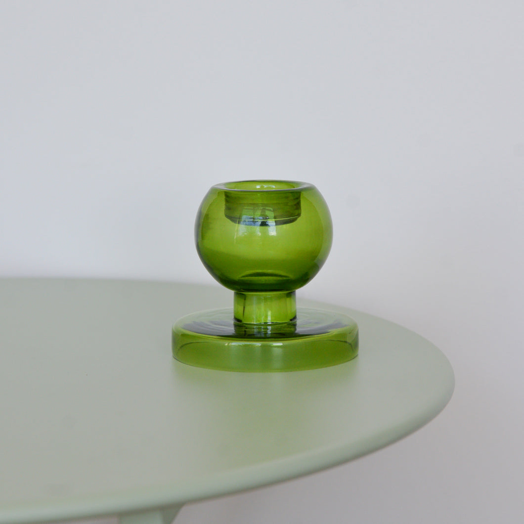 Round Glass Candle/Tealight Holder in Green