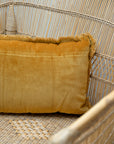 Fara Plain Cotton Velvet Cushion / Saffron
