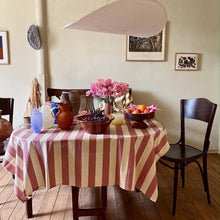 Load image into Gallery viewer, Pink and Cream Stripe Tablecloth Irene
