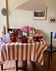 Pink and Cream Stripe Tablecloth Irene