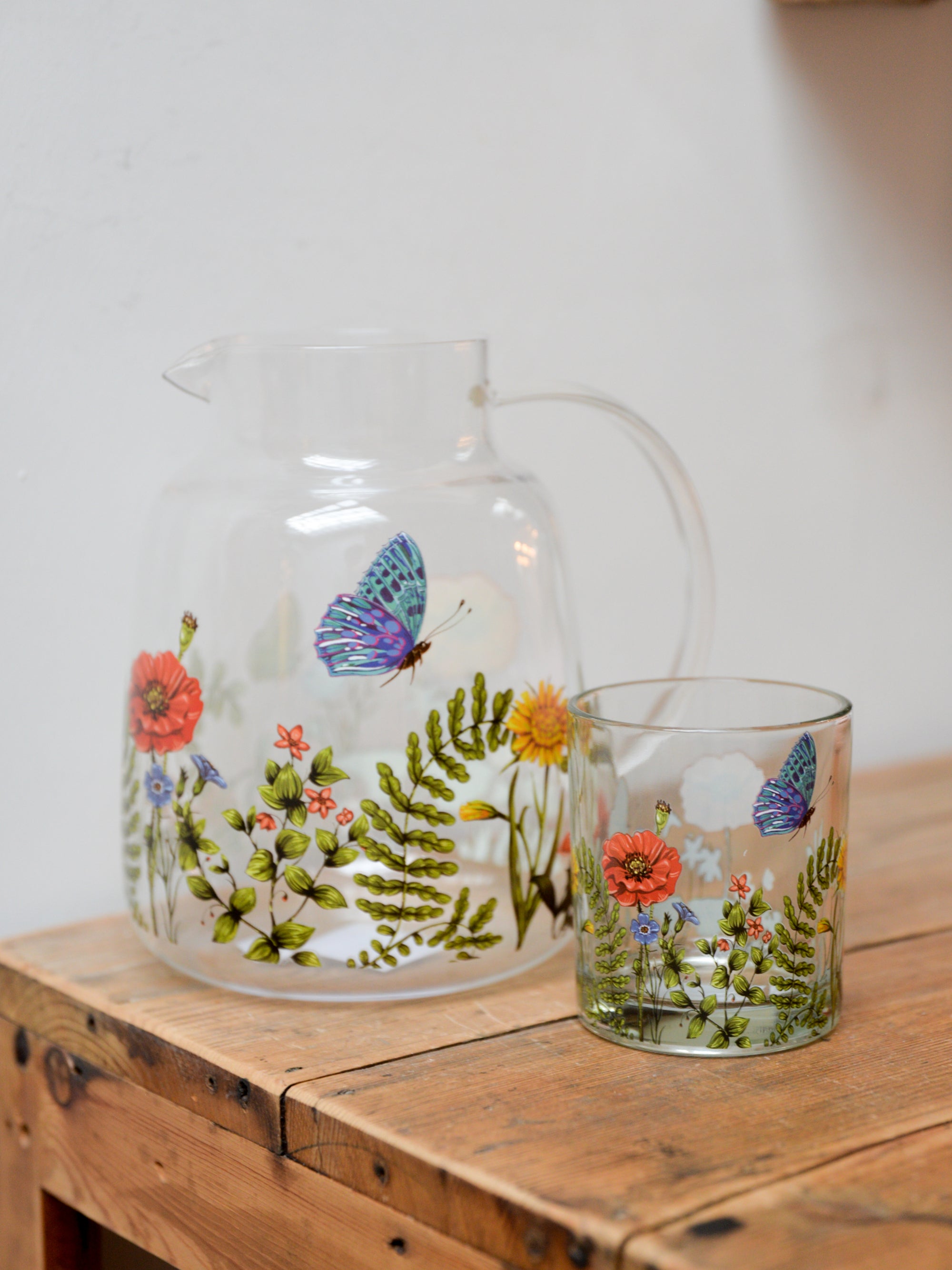 Anna Floral Glass Pitcher