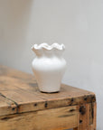 Evelina White Glazed Scalloped Mini Vase