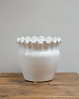 Evelina White Glazed Scalloped Plant Pot