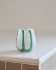 Glass Tealight Holder / Green Stripe