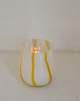 Glass Tealight Holder / Yellow Stripe