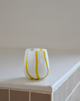 Glass Tealight Holder / Yellow Stripe
