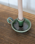 Green Candle Holder with Handle
