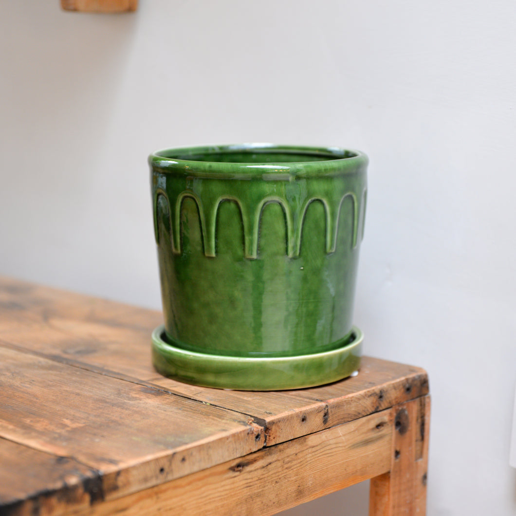 Lykke Glazed Plant Pot / Green