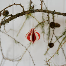 Load image into Gallery viewer, Red and White Folding Paper Baubles