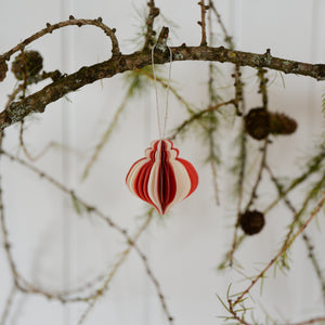 Red and White Folding Paper Baubles