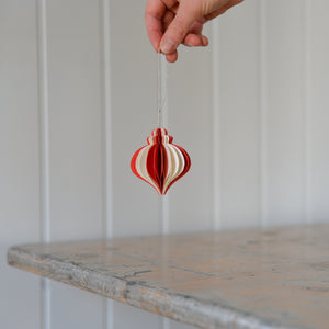 Red and White Folding Paper Baubles