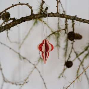 Red and White Folding Paper Baubles