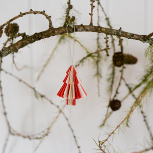 Red and White Folding Paper Baubles