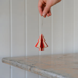 Red and White Folding Paper Baubles