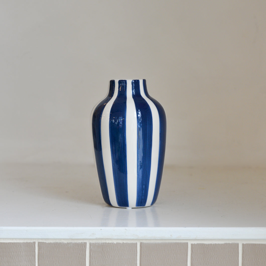 Rubi Blue Stripe Vase / Short