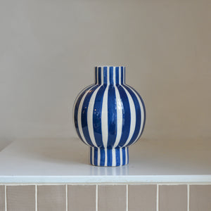Rubi Blue Stripe Vase / Tall
