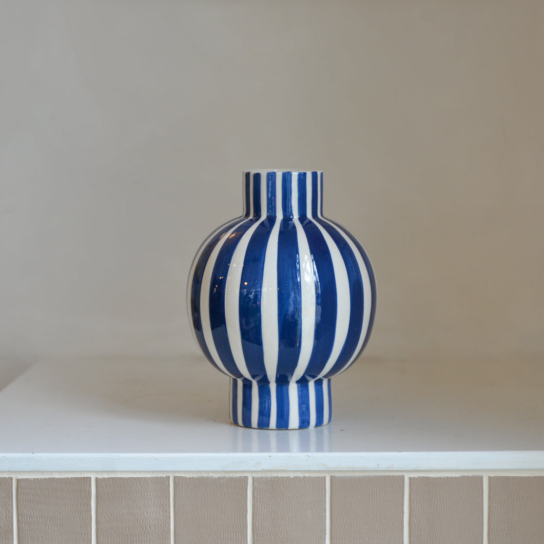 Rubi Blue Stripe Vase / Tall