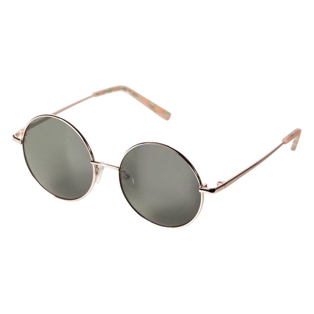 Polly Retro Sunglasses with Gold Plated Frame and Round Green Lenses