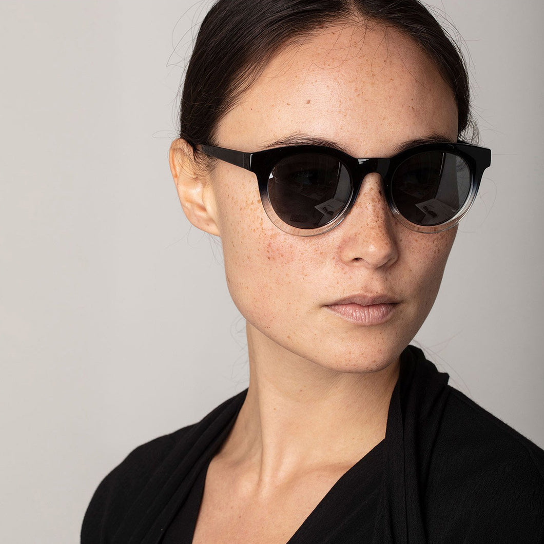 Tamara Black Gradient Frame Sunglasses with Round Lenses