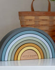 Wooden rainbow stacking tower in blue