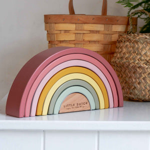 Wooden Rainbow Stacking Tower / Pink