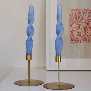 Light Blue Twist Candles in a Set of Two
