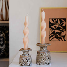 Load image into Gallery viewer, Golden Fleece Twist Candles in a Set of Two (Comes up Pale Peach)