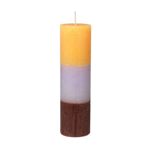 Rainbow Pillar Candle in Peach and Lavender