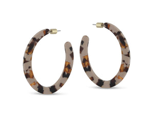 Big Metal London Sophia Hoop Resin Earrings in Cappuccino Brown