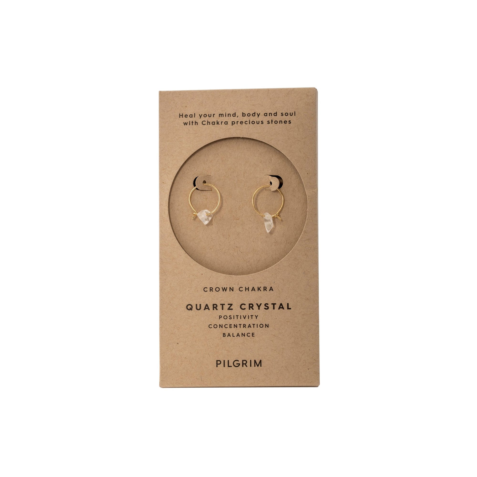 Quartz Chakra Crystal Gold Hoop Earrings