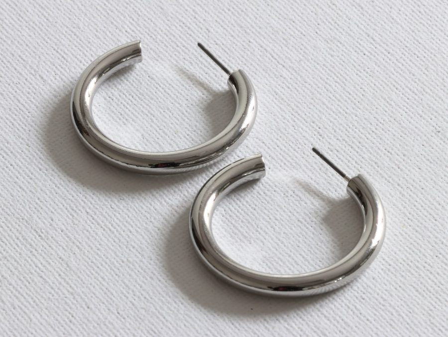 Big Metal London Hermione Hoop Earrings in Silver or Gold