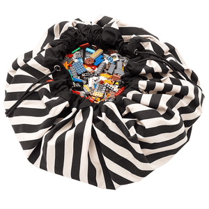 Black Stripes Toy Storage Bag And Play Mat