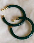 Isabella Resin and  Metal Hoop Earrings Green