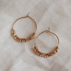 Clover Metal Bead Gold Plated Hoop Earrings