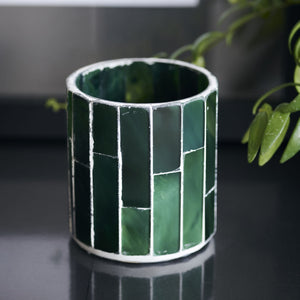 Amroha Tealight holder in Dark Green Mosaic