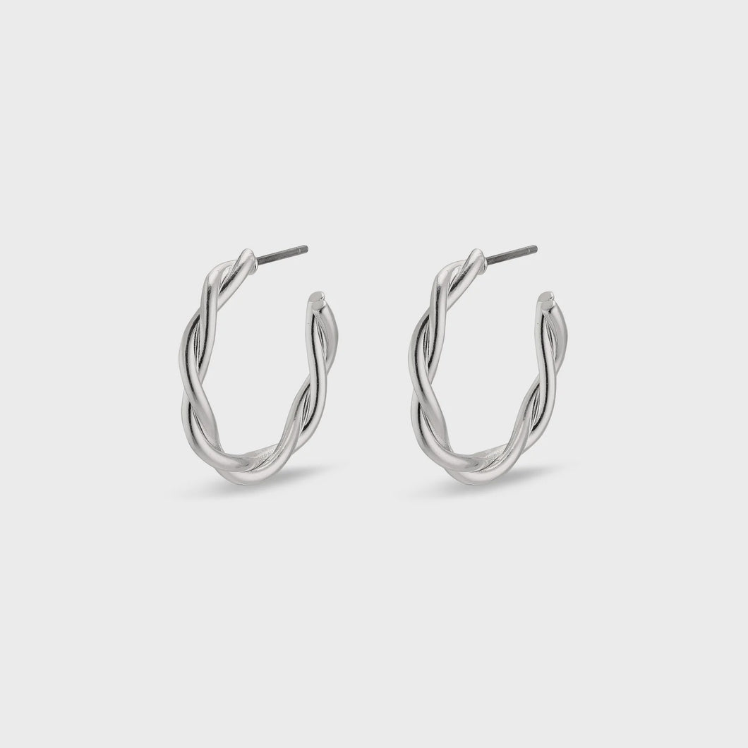 Pilgrim Naja Twist Small Hoops in Gold or Silver