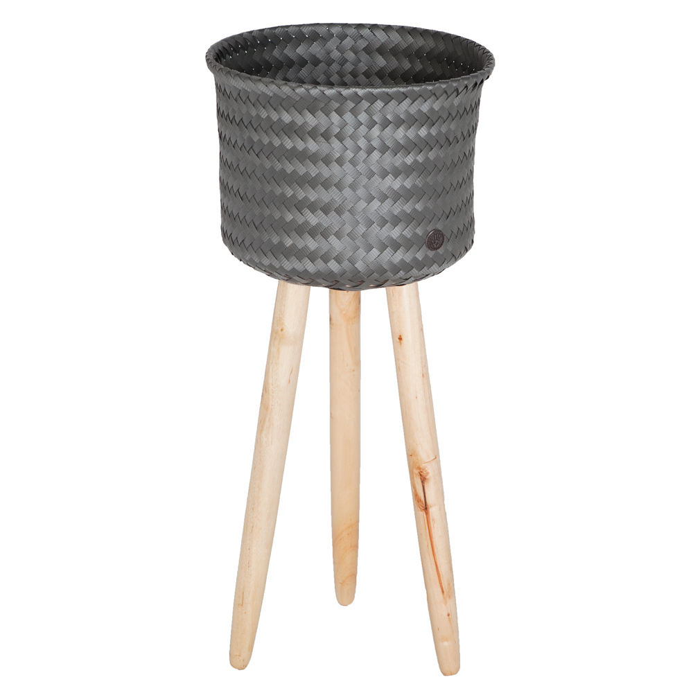 Handed by up high basket recycled plastic planter dark grey