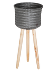 Handed by up high basket recycled plastic planter dark grey