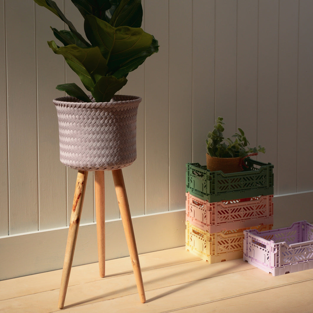 Handed By Up High Recycled Plastic Plant Stand Mauve