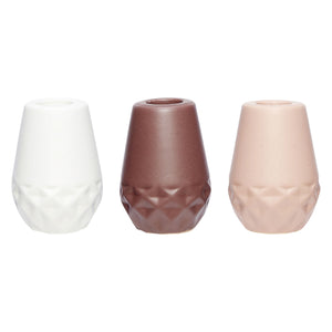 Hubsch Ceramic Stone Candle Holder with Pattern in Three Colours