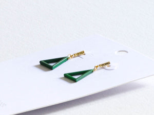 Aveline Triangle Coated Earrings in Green