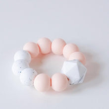 Load image into Gallery viewer, Blossom and Bear Baby Teething Ring in Peach