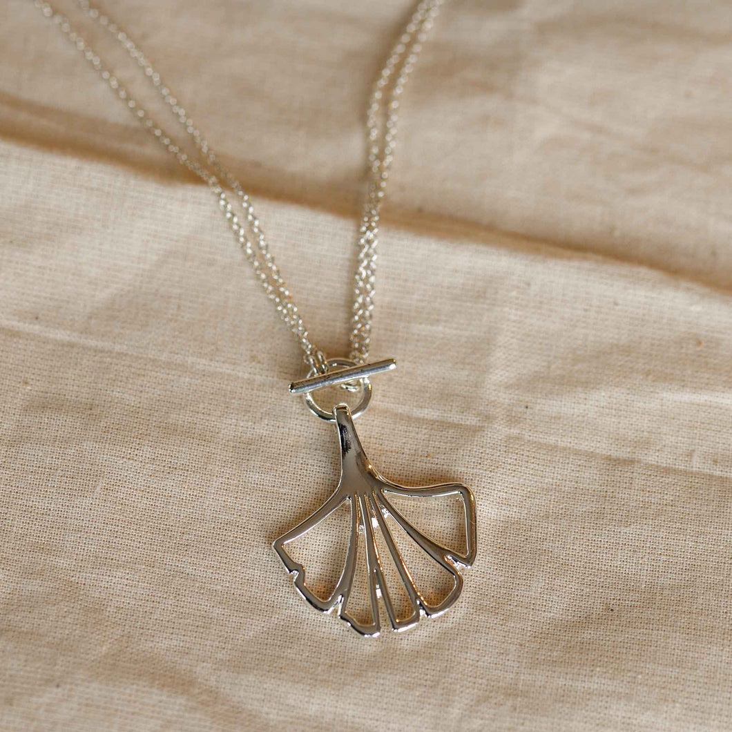 Pilgrim Saki Ginko Leaf Silver Necklace