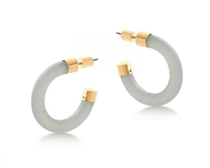 Isabelle Resin and Metal Hoop Earring in Off White