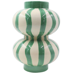 Augusto Green Stripe Vase
