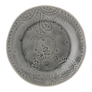 Grey Rani Plate - Paisley Pattern