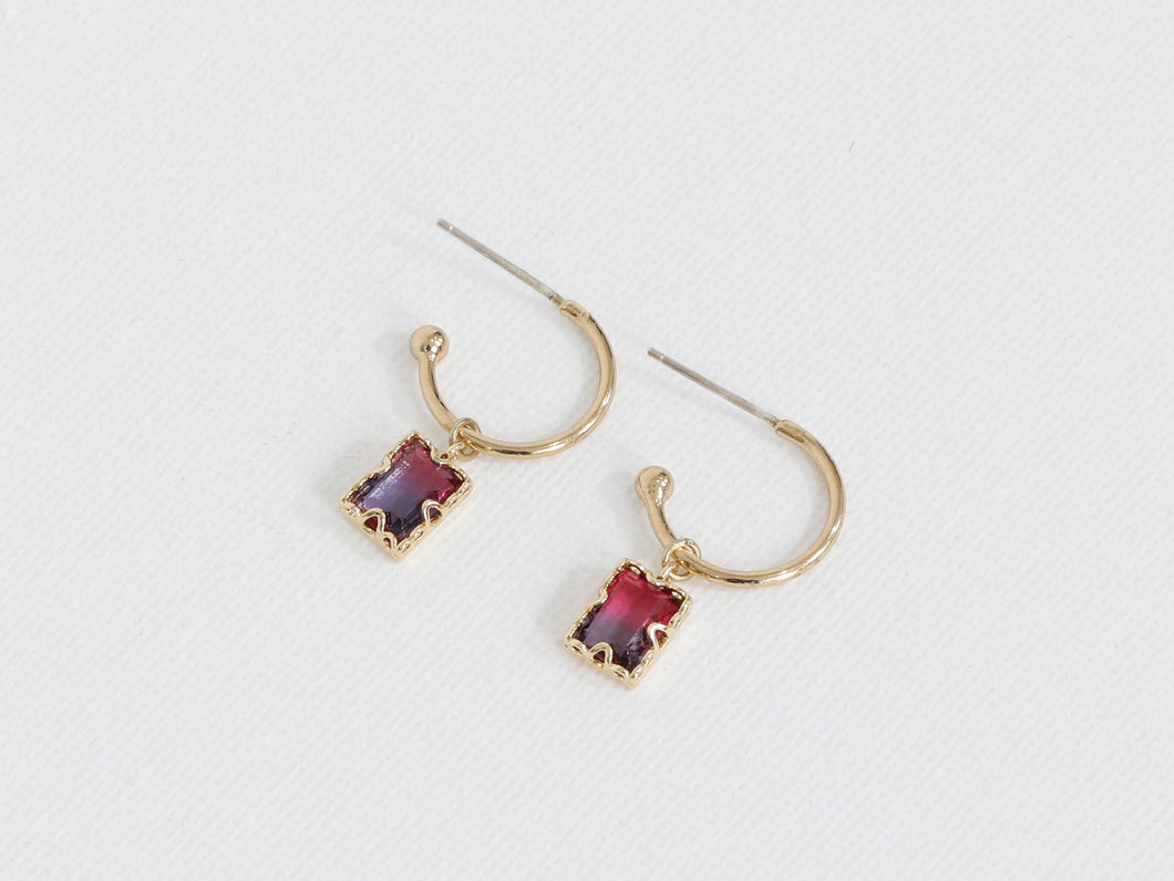 Hortense crystal tiny hoop ombre earrings blue pink