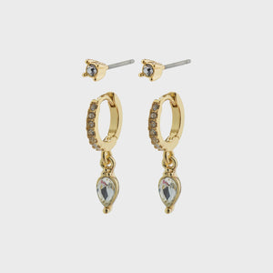 Pilgrim Gold Crystal Earrings Set