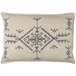 IB Laursen Embroidered Cushion Natural in Grey Small