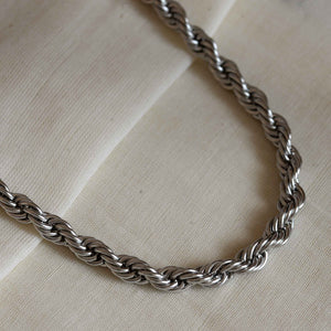 A weathered penny stainless steel rope chain necklace